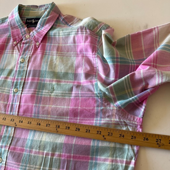 Ralph Lauren Mens XL Madras Plaid Spring Easter Shirt Short Sleeve Button Down - Picture 6 of 7